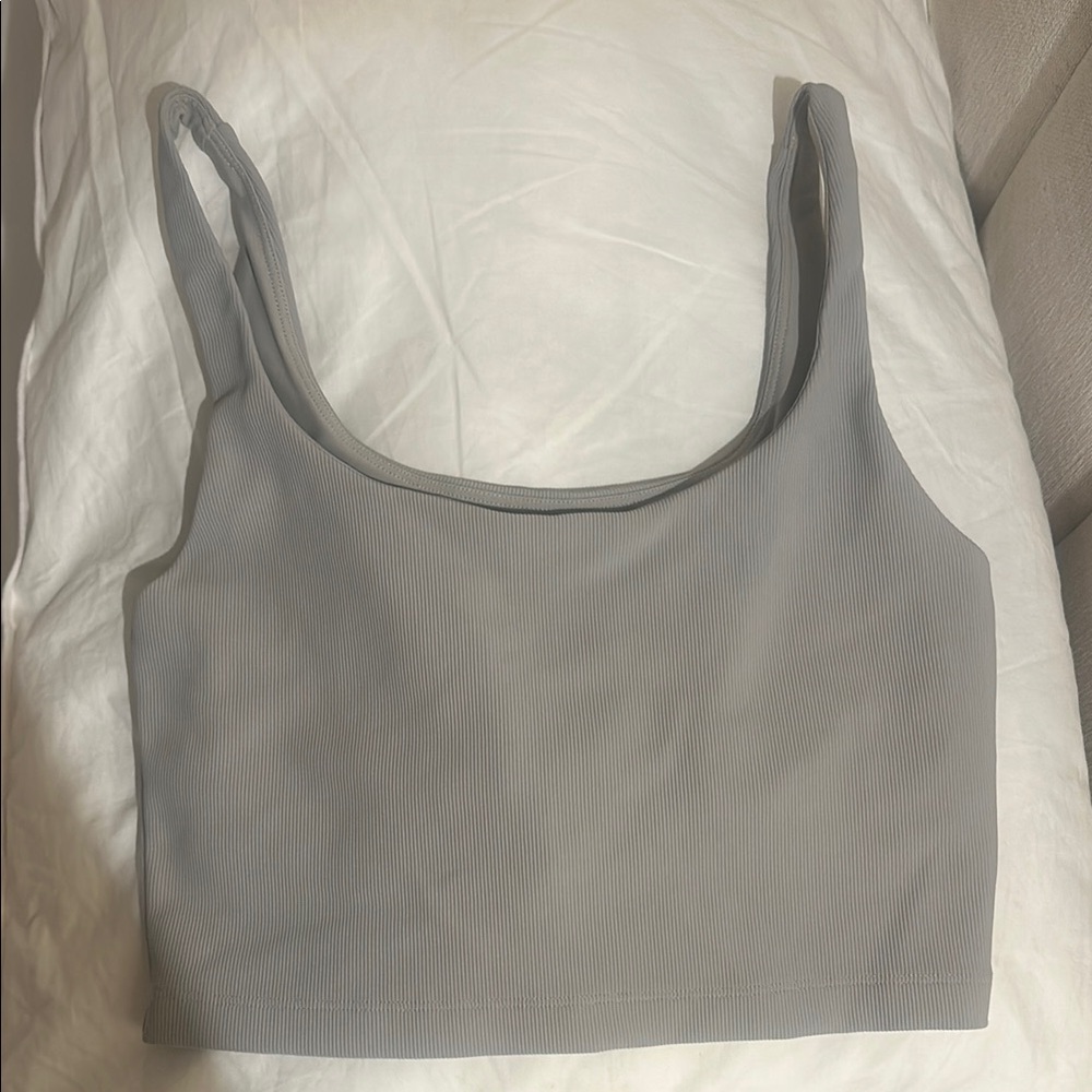 Gray Ribbed Workout Top